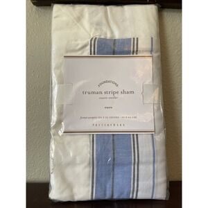Pottery Barn EURO Pillow Sham Truman Stripe Navy Blue White Teen Kids New
